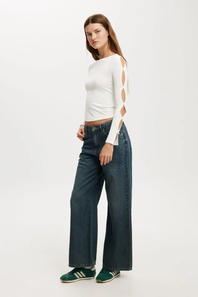 Cotton On Tops Bow Detail Long Sleeve Top Vintage White 8211 Women