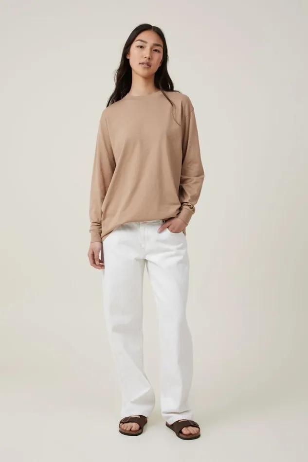 Cotton On Tops Brody Oversized Long Sleeve Top Light Mocha 8211 Women