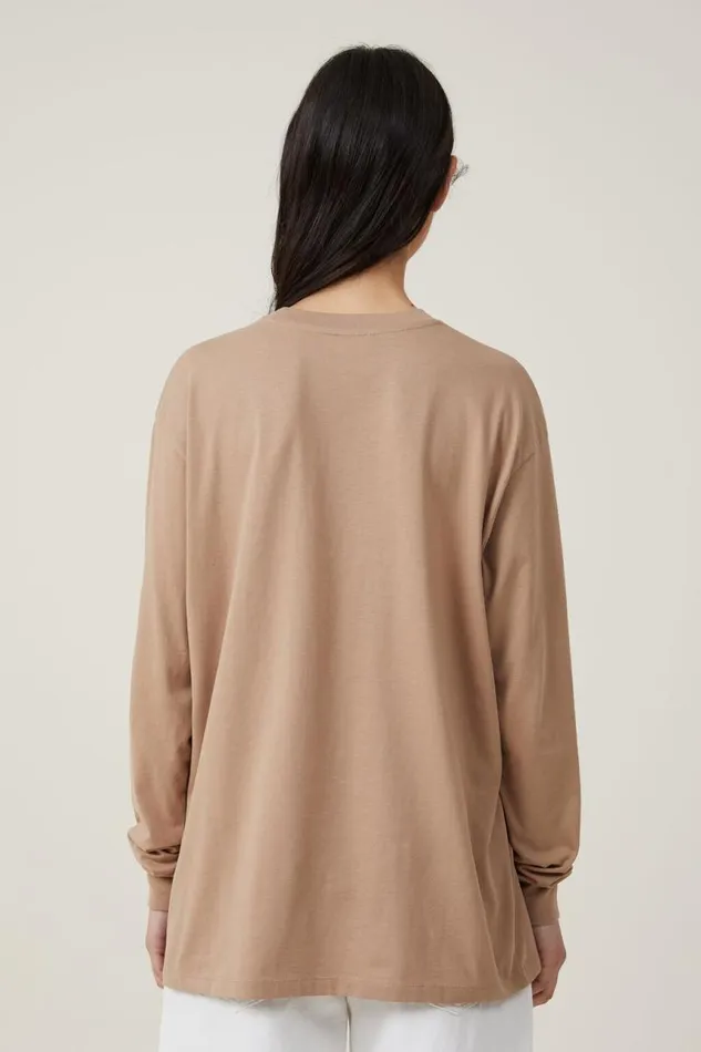 Cotton On Tops Brody Oversized Long Sleeve Top Light Mocha 8211 Women