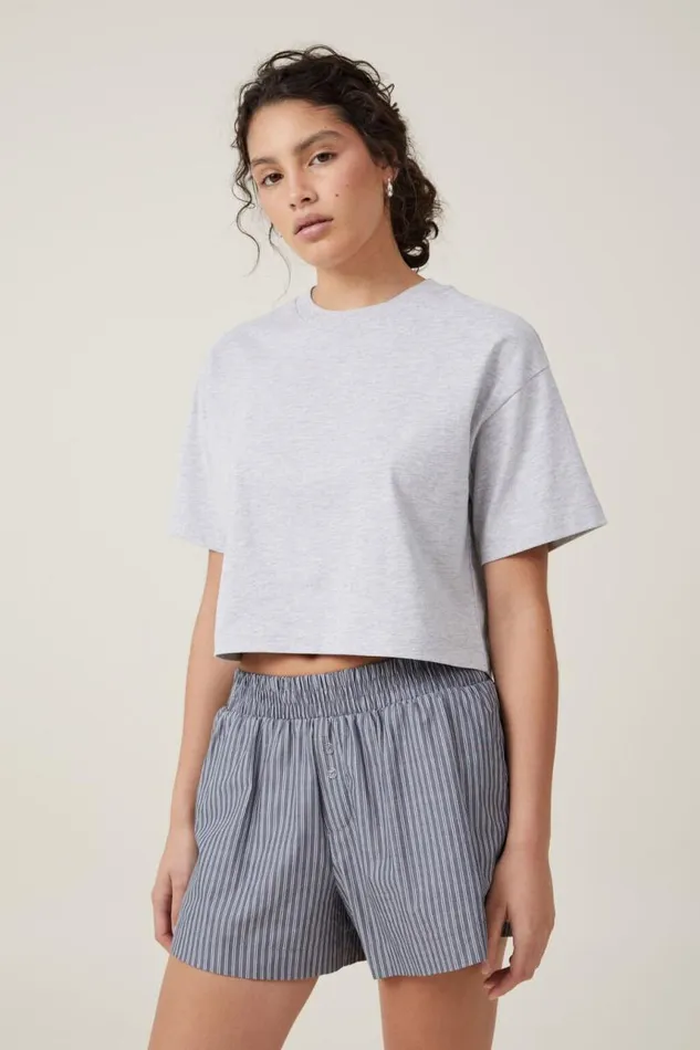 Cotton On Tops Cropped Boxy Tee Grey Marle 8211 Women