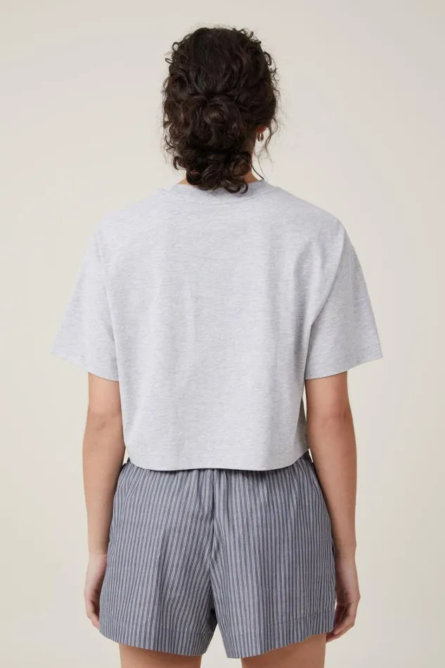 Cotton On Tops Cropped Boxy Tee Grey Marle 8211 Women