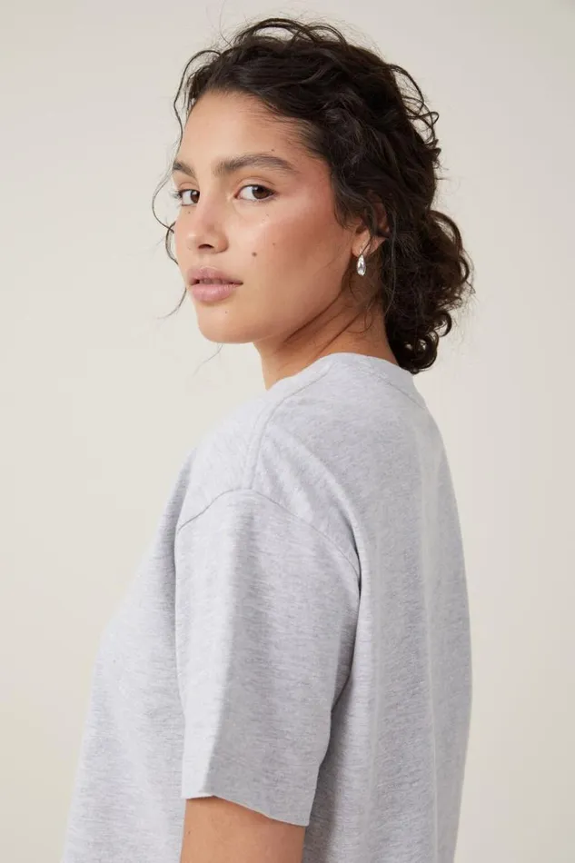 Cotton On Tops Cropped Boxy Tee Grey Marle 8211 Women
