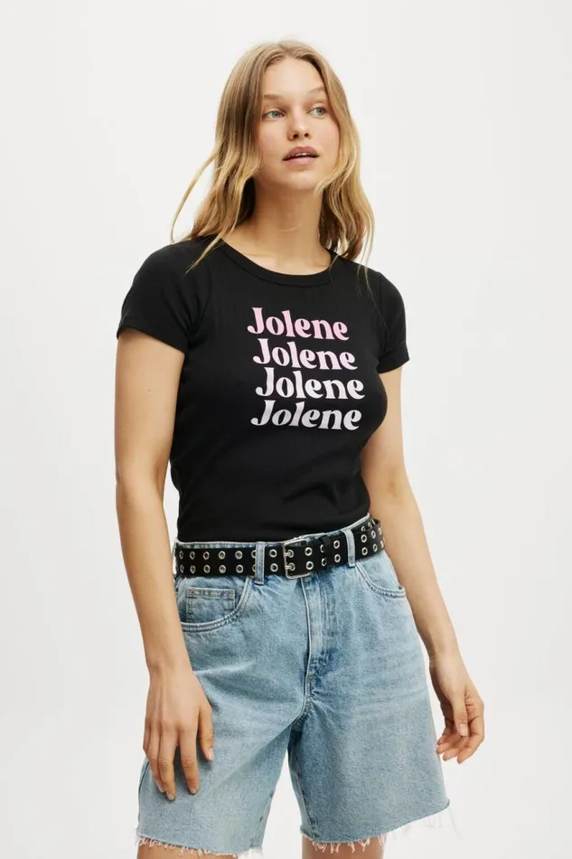 Cotton On Tops Fitted Graphic Pointelle Lcn Longline Tee Lcn Dol Dolly Joleneblack 8211 Women