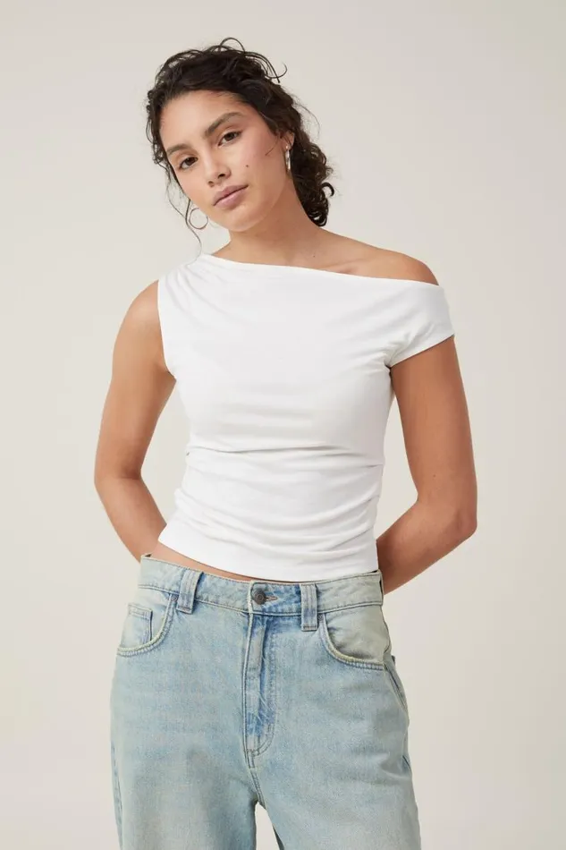 Cotton On Tops Gabby Off The Shoulder Tank Natural White 8211 Women