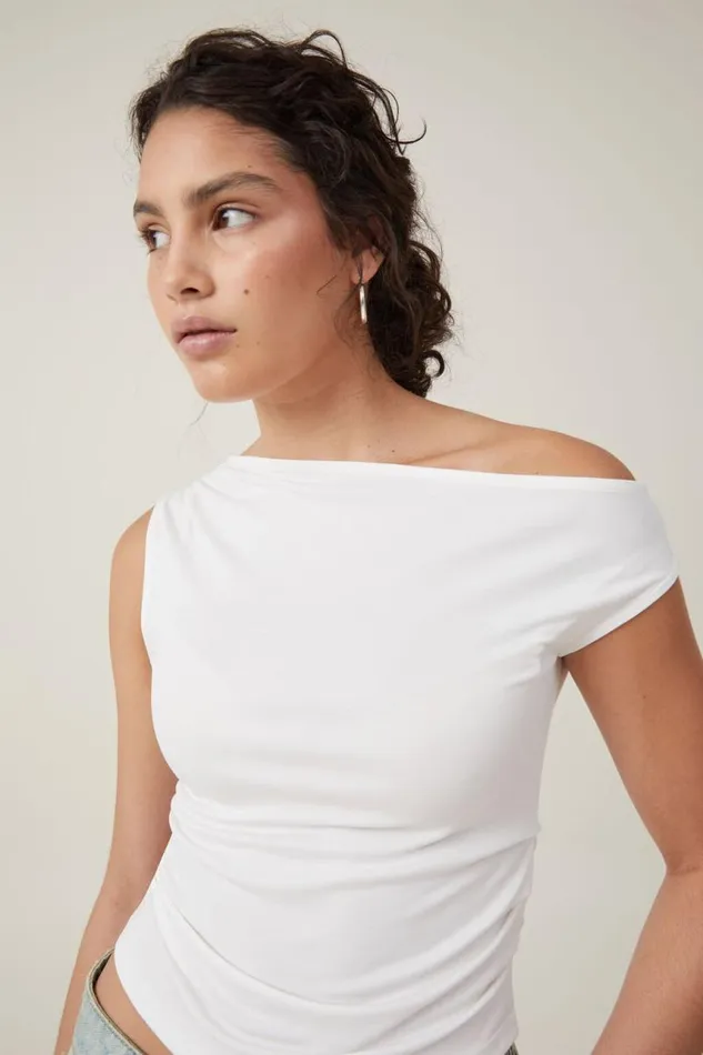 Cotton On Tops Gabby Off The Shoulder Tank Natural White 8211 Women