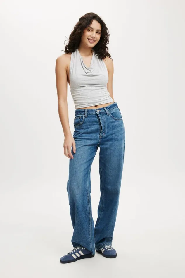 Cotton On Tops Lexa Cowl Neck Halter Top Grey Marle 8211 Women