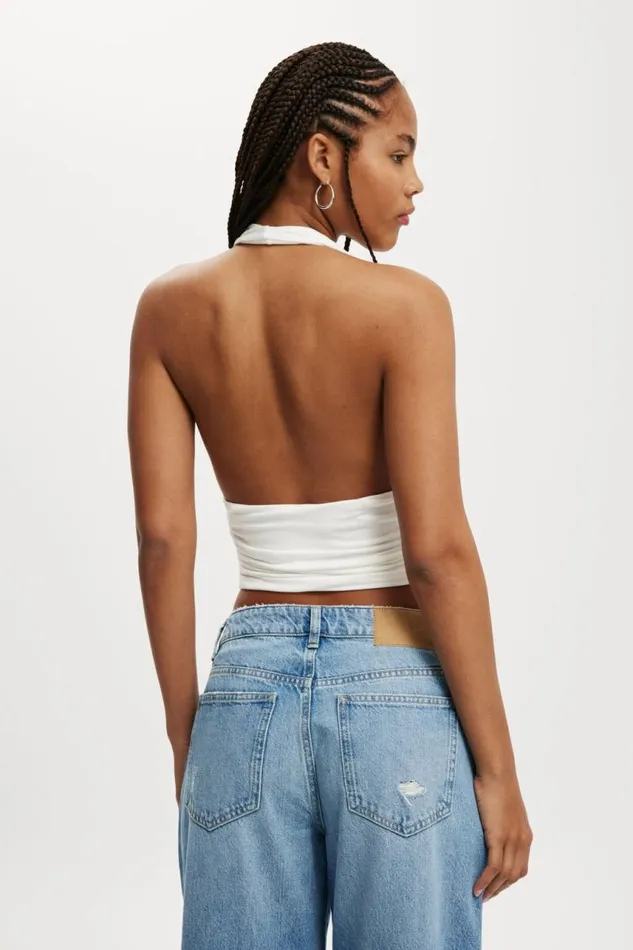 Cotton On Tops Lexa Cowl Neck Halter Top Natural White 8211 Women