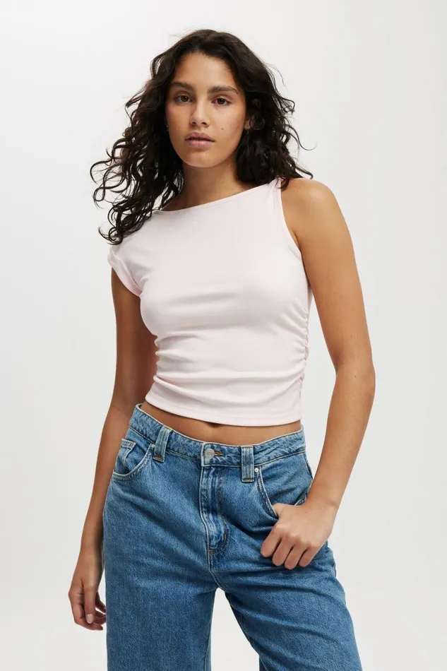 Cotton On Tops Marlow Knot Shoulder Short Sleeve Top Flossy Pink 8211 Women