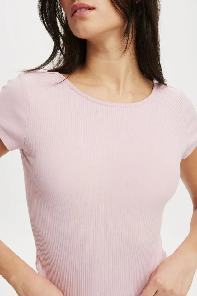 Cotton On Tops Mia Low Back Short Sleeve Top Dusk Pink 8211 Women