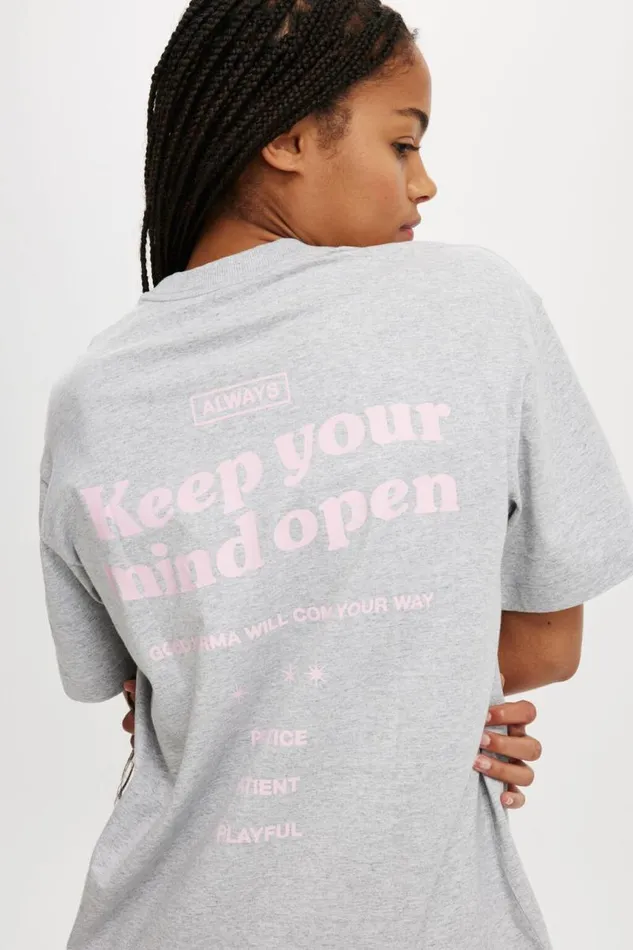 Cotton On Tops The Boxy Graphic Tee Keep Your Mind Open Winter Grey Marle 8211 Women Cotton On Tops The Boxy Graphic Tee Keep Your Mind Open Winter Grey Marle 8211 Women