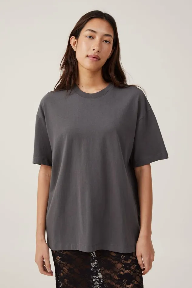 Cotton On Tops The Boxy Oversized Tee Graphite 8211 Women