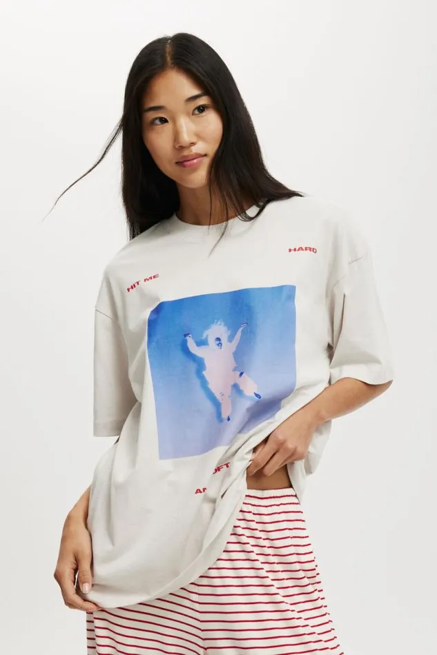 Cotton On Tops The Lcn Music Boxy Graphic Tee Lcn Br Billie Eilish Box Grey Haze 8211 Women
