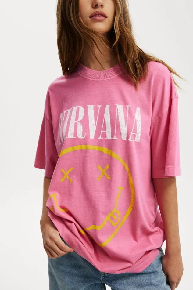 Cotton On Tops The Lcn Music Boxy Graphic Tee Lcn Mt Nirvana Smileycarmine Rose 8211 Women Cotton On Tops The Lcn Music Boxy Graphic Tee Lcn Mt Nirvana Smileycarmine Rose 8211 Women