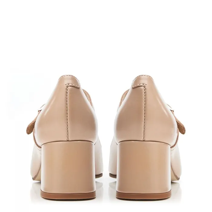Court Shoes Women Moda In Pelle Fawwn Cameo Leather
