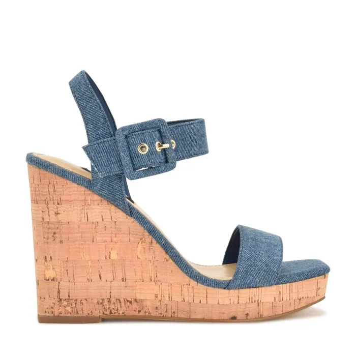 Courts Wedge Sandals Blue Denim Women Nine West Wedges