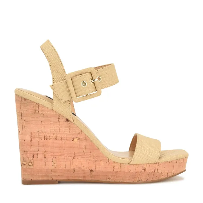Courts Wedge Sandals Natural Raffia Women Nine West Wedges