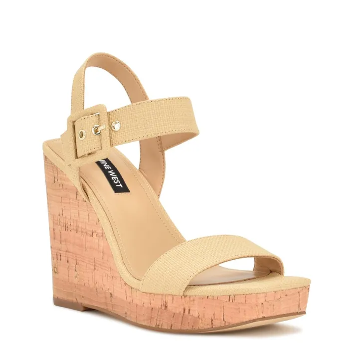 Courts Wedge Sandals Natural Raffia Women Nine West Wedges Courts Wedge Sandals Natural Raffia Women Nine West Wedges