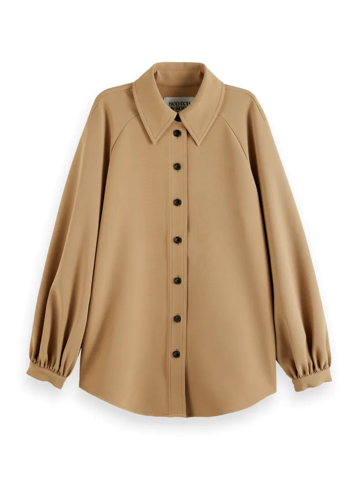 CREPE PEASANT SLEEVE OVERSHIRT Desert Sand Women Scotch and Soda Blouses and Shirts