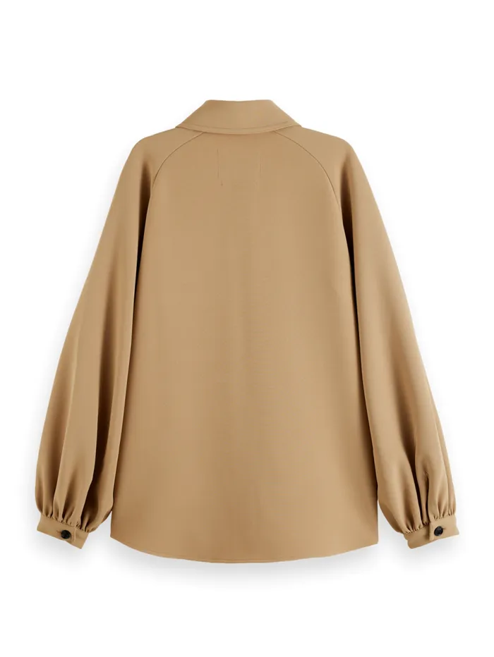CREPE PEASANT SLEEVE OVERSHIRT Desert Sand Women Scotch and Soda Blouses and Shirts CREPE PEASANT SLEEVE OVERSHIRT Desert Sand Women Scotch and Soda Blouses and Shirts