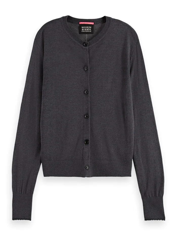 CREW NECK RELAXED CARDIGAN Charcoal Melange Women Scotch and Soda Knitwear