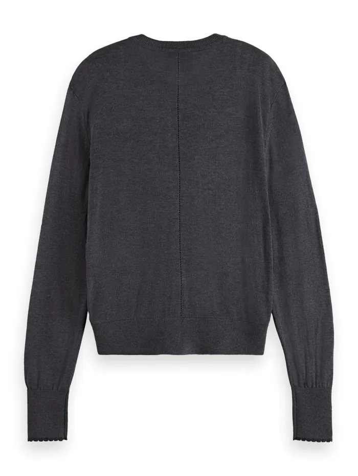 CREW NECK RELAXED CARDIGAN Charcoal Melange Women Scotch and Soda Knitwear
