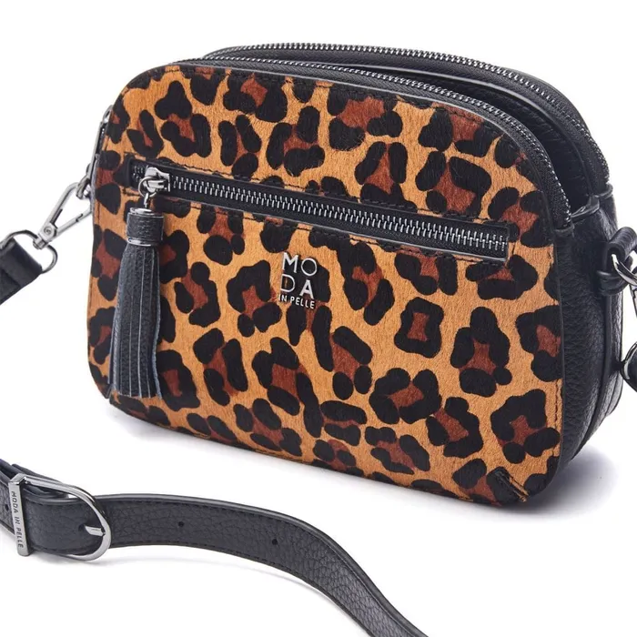 Crossbody Bags Women Moda In Pelle Aubree Bag Dark Leopard Porvair