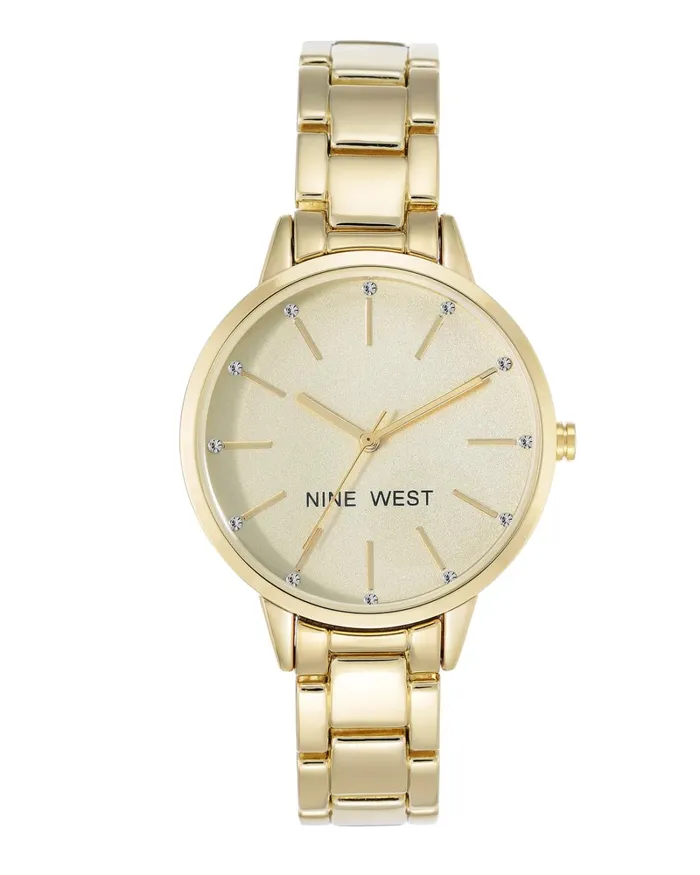 Crystal Accented Bracelet Watch Goldtone Women Nine West Straps