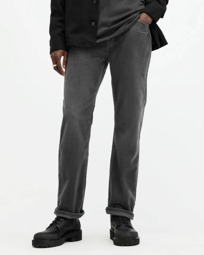 Curtis Straight Fit Corduroy Jeans Jet Black Men AllSaints Jeans
