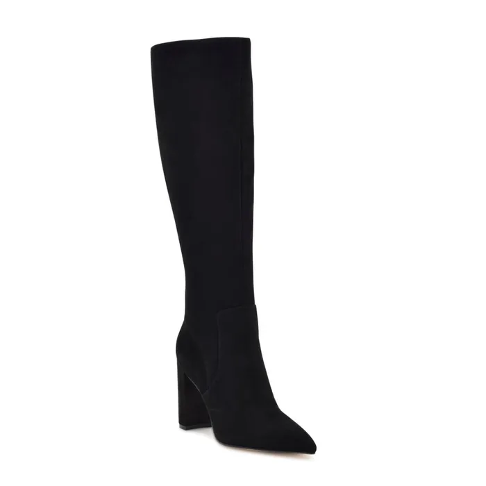 Danee Dress Boots Black Suede Women Nine West Boots and Booties Danee Dress Boots Black Suede Women Nine West Boots and Booties