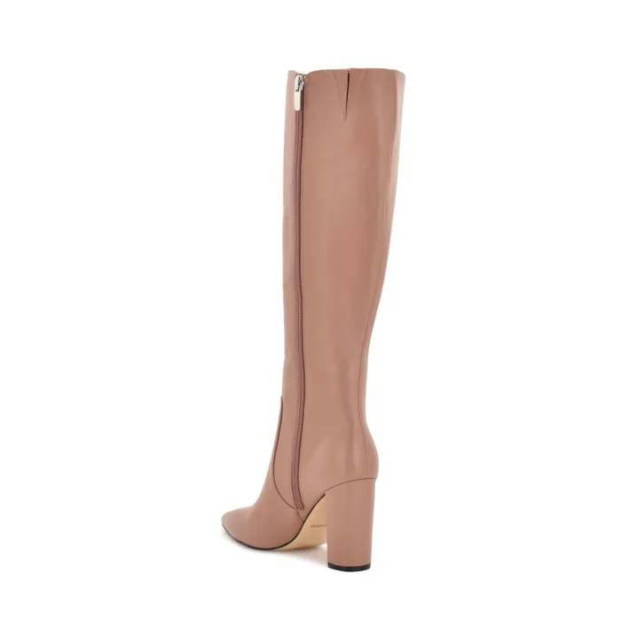 Danee Dress Boots Peach Tan Leather Women Nine West Boots and Booties Danee Dress Boots Peach Tan Leather Women Nine West Boots and Booties