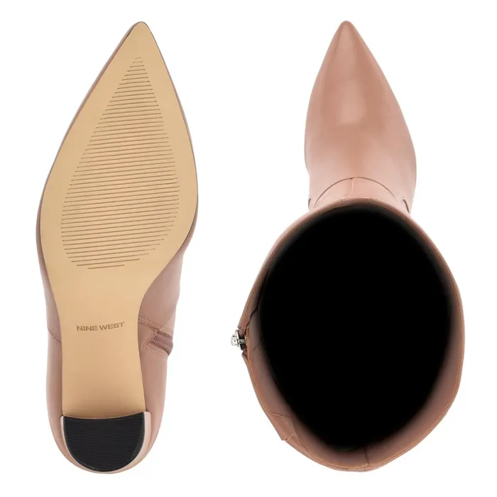 Danee Dress Boots Peach Tan Leather Women Nine West Boots and Booties Danee Dress Boots Peach Tan Leather Women Nine West Boots and Booties