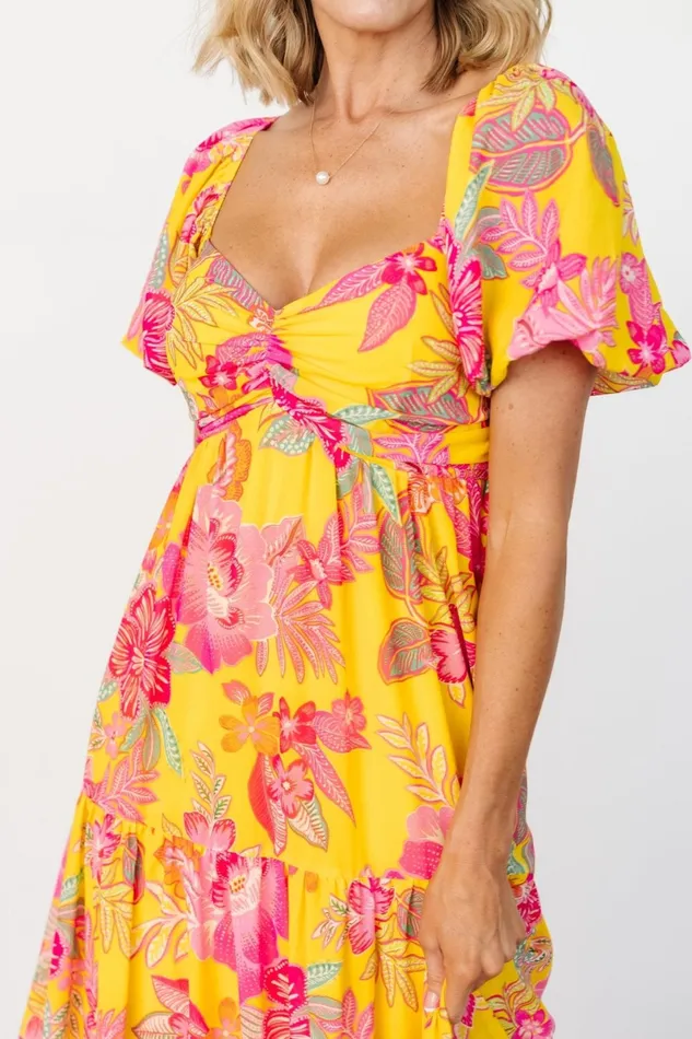 Darla Maxi Dress Yellow Pink Floral Women Baltic Born Bump Friendly Darla Maxi Dress Yellow Pink Floral Women Baltic Born Bump Friendly