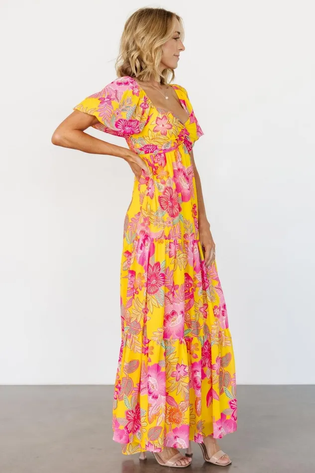 Darla Maxi Dress Yellow Pink Floral Women Baltic Born Bump Friendly Darla Maxi Dress Yellow Pink Floral Women Baltic Born Bump Friendly