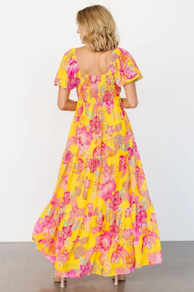 Darla Maxi Dress Yellow Pink Floral Women Baltic Born Bump Friendly Darla Maxi Dress Yellow Pink Floral Women Baltic Born Bump Friendly