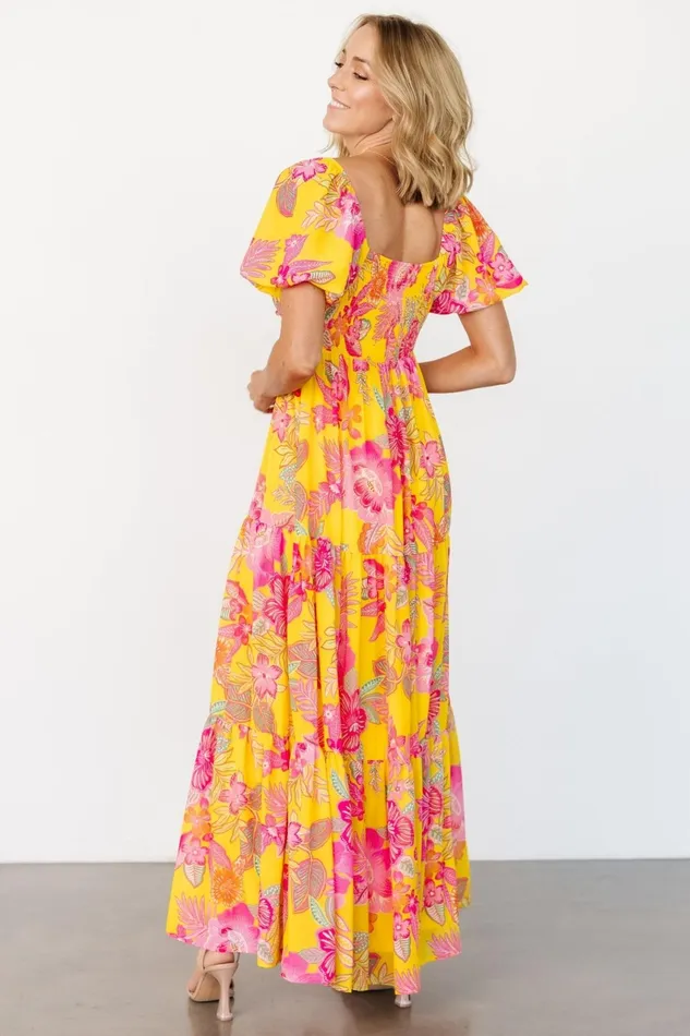 Darla Maxi Dress Yellow Pink Floral Women Baltic Born Bump Friendly Darla Maxi Dress Yellow Pink Floral Women Baltic Born Bump Friendly