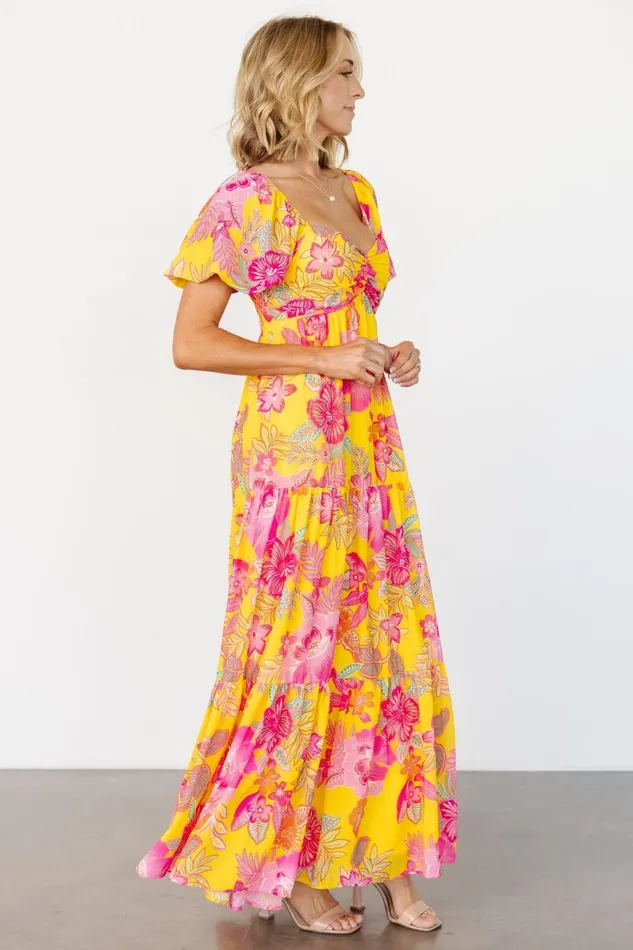 Darla Maxi Dress Yellow Pink Floral Women Baltic Born Bump Friendly Darla Maxi Dress Yellow Pink Floral Women Baltic Born Bump Friendly