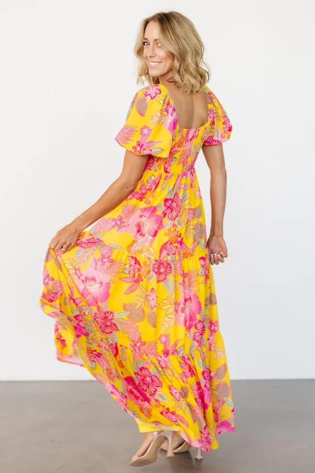 Darla Maxi Dress Yellow Pink Floral Women Baltic Born Bump Friendly Darla Maxi Dress Yellow Pink Floral Women Baltic Born Bump Friendly