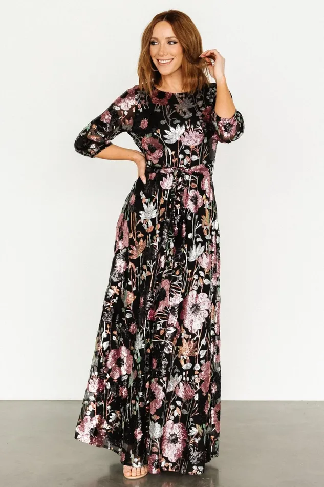 Destiny Sequin Maxi Dress Black Multi Women Baltic Born Embellished Sequin