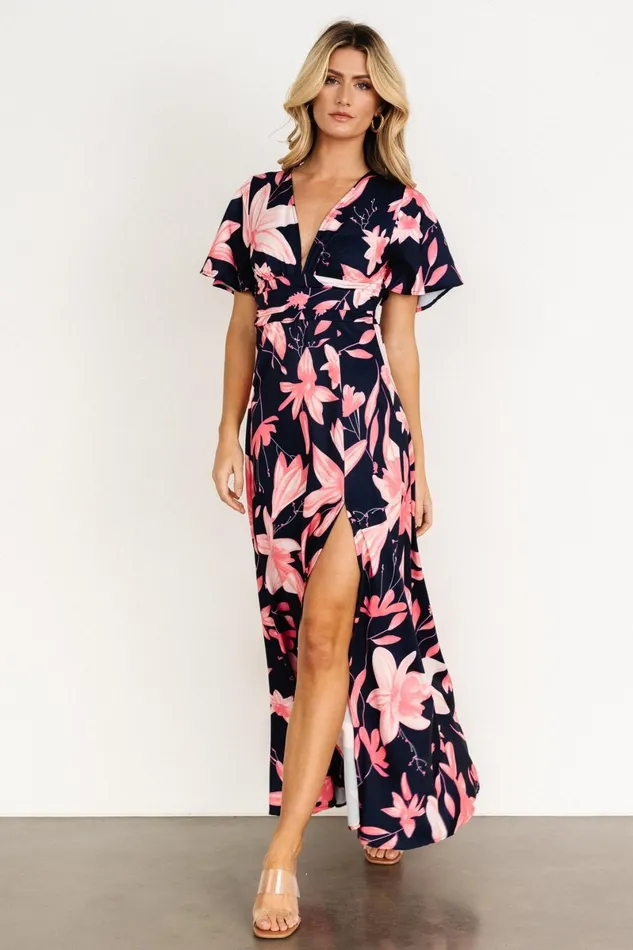 Dina Maxi Dress Navy Pink Floral Women Baltic Born Maxi Dresses Dina Maxi Dress Navy Pink Floral Women Baltic Born Maxi Dresses
