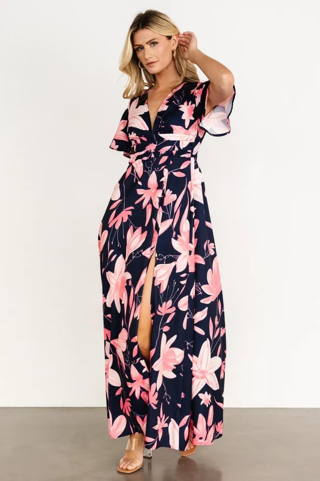 Dina Maxi Dress Navy Pink Floral Women Baltic Born Maxi Dresses Dina Maxi Dress Navy Pink Floral Women Baltic Born Maxi Dresses
