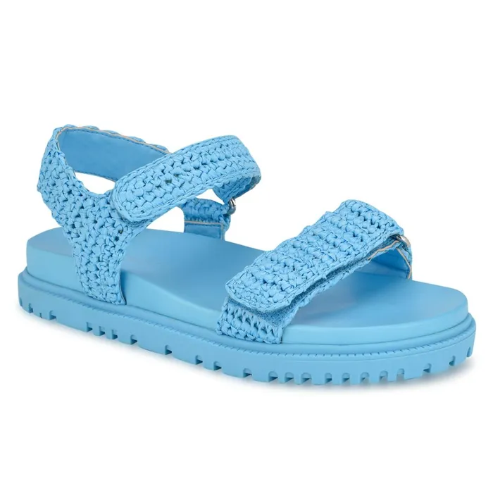 Dinrah Footbed Sandals Blue Women Nine West Low Heel Dinrah Footbed Sandals Blue Women Nine West Low Heel