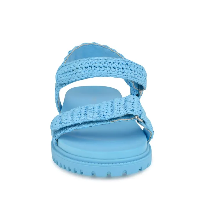 Dinrah Footbed Sandals Blue Women Nine West Low Heel Dinrah Footbed Sandals Blue Women Nine West Low Heel