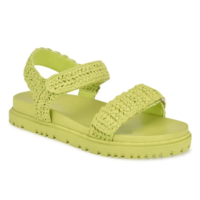 Dinrah Footbed Sandals Green Women Nine West Flats Dinrah Footbed Sandals Green Women Nine West Flats