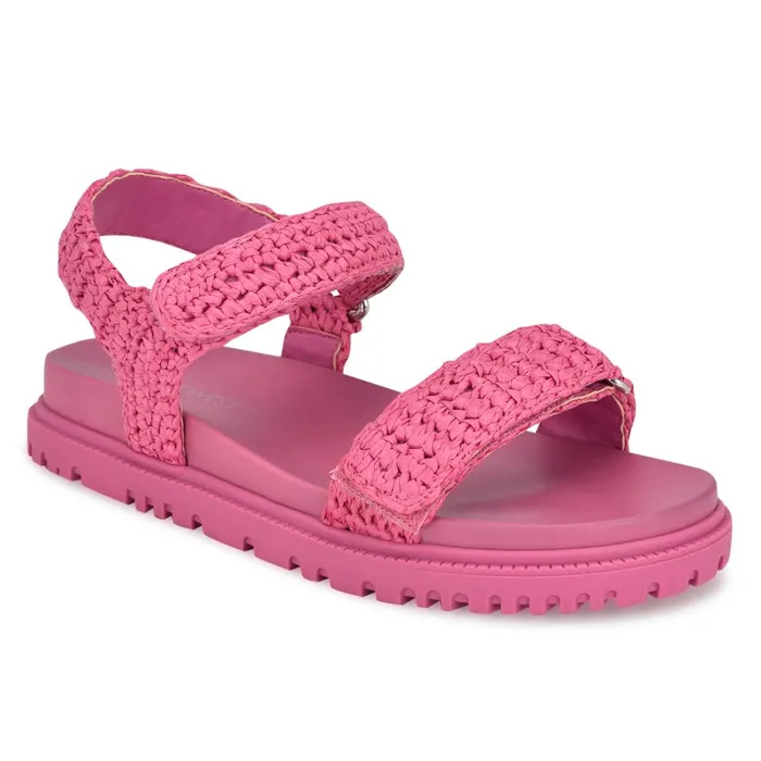 Dinrah Footbed Sandals Pink Women Nine West Flats Dinrah Footbed Sandals Pink Women Nine West Flats