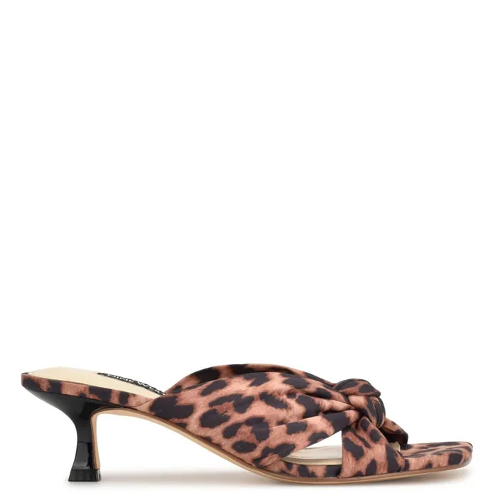 Dipa Heeled Slide Sandals Leopard Women Nine West Low Heel