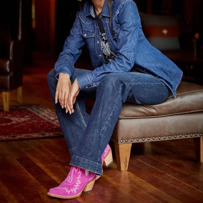 Dixon Bootie Haute Pink Suede Women Ariat Western Boots Dixon Bootie Haute Pink Suede Women Ariat Western Boots