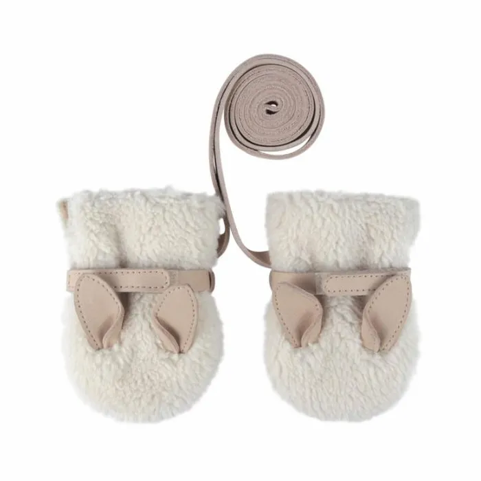 Donsje Amsterdam Accessories Baby Richy Mittens Off White Curly Faux Fur
