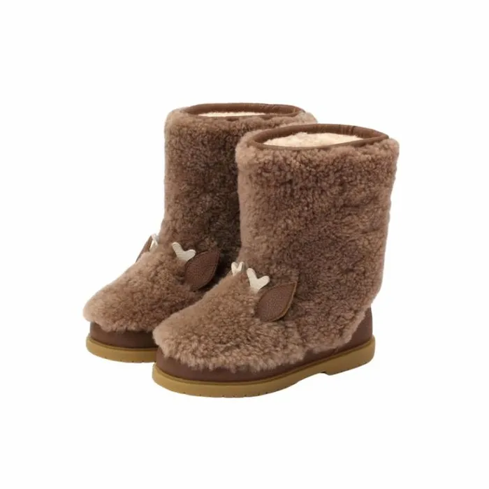 Donsje Amsterdam Animal Styles Boys Irfi Boots Chestnut Curly Sheep Wool