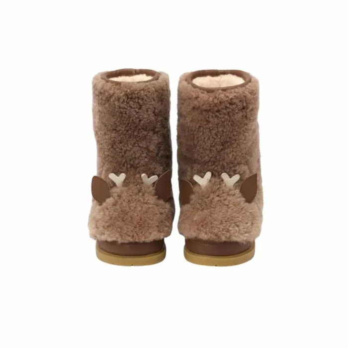 Donsje Amsterdam Animal Styles Boys Irfi Boots Chestnut Curly Sheep Wool