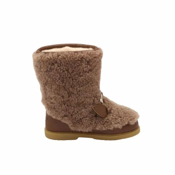 Donsje Amsterdam Animal Styles Boys Irfi Boots Chestnut Curly Sheep Wool